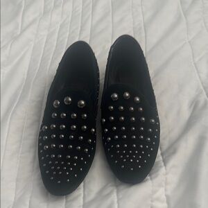 Donald J. Pliner Black Studded Loafers